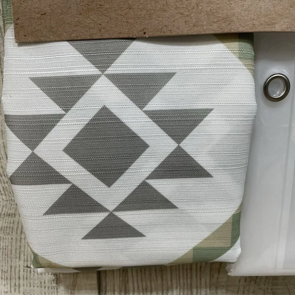 Wrangler 14 Piece Green White Aztec Shower Curtain Set Southwestern Geometric